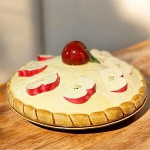 Vintage Over and Back  Apple Pie Keeper with Red Apple Accents